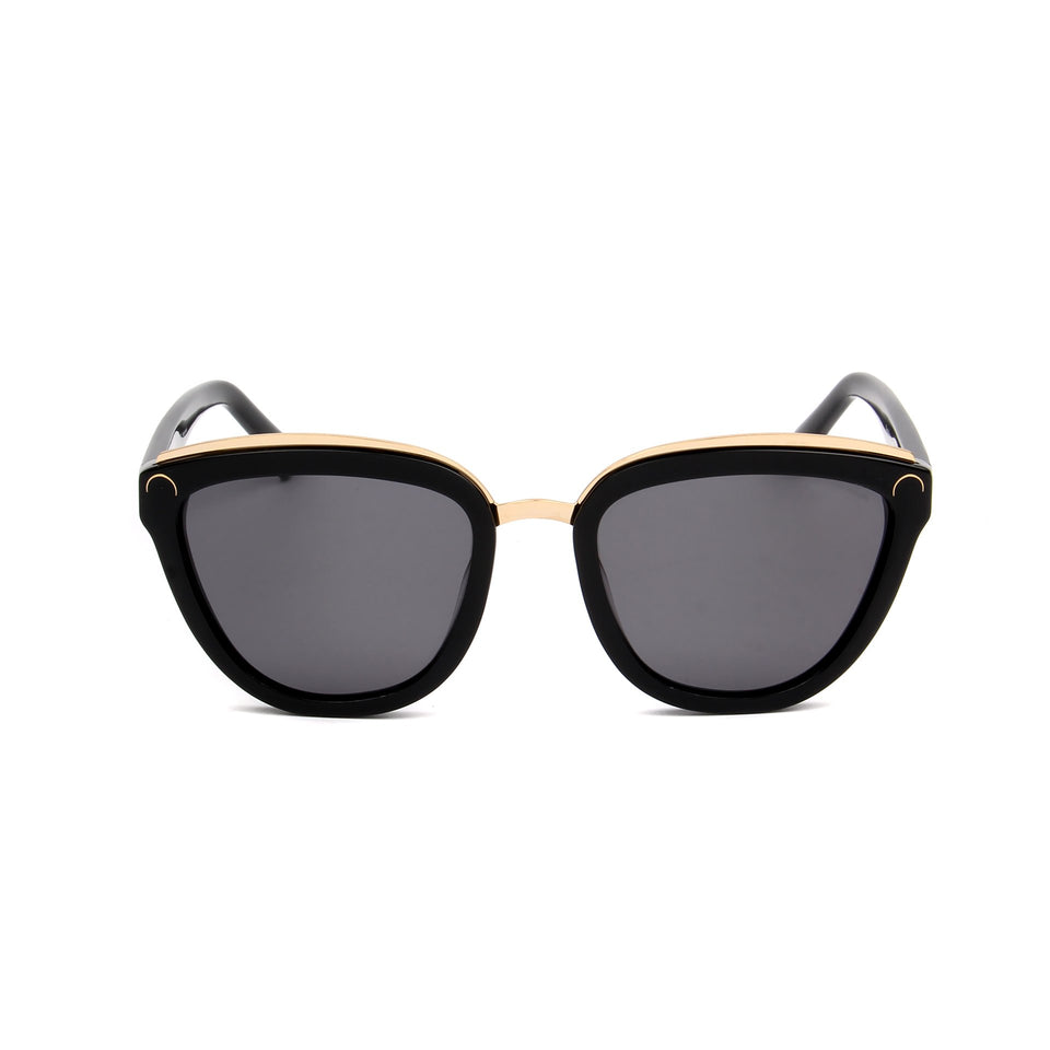 Amelie Jet Black - Front View - Grey lens - Mawu Sunglasses