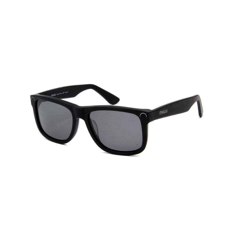 Corsica Matte Black - Angle View - Grey lens - Mawu Sunglasses
