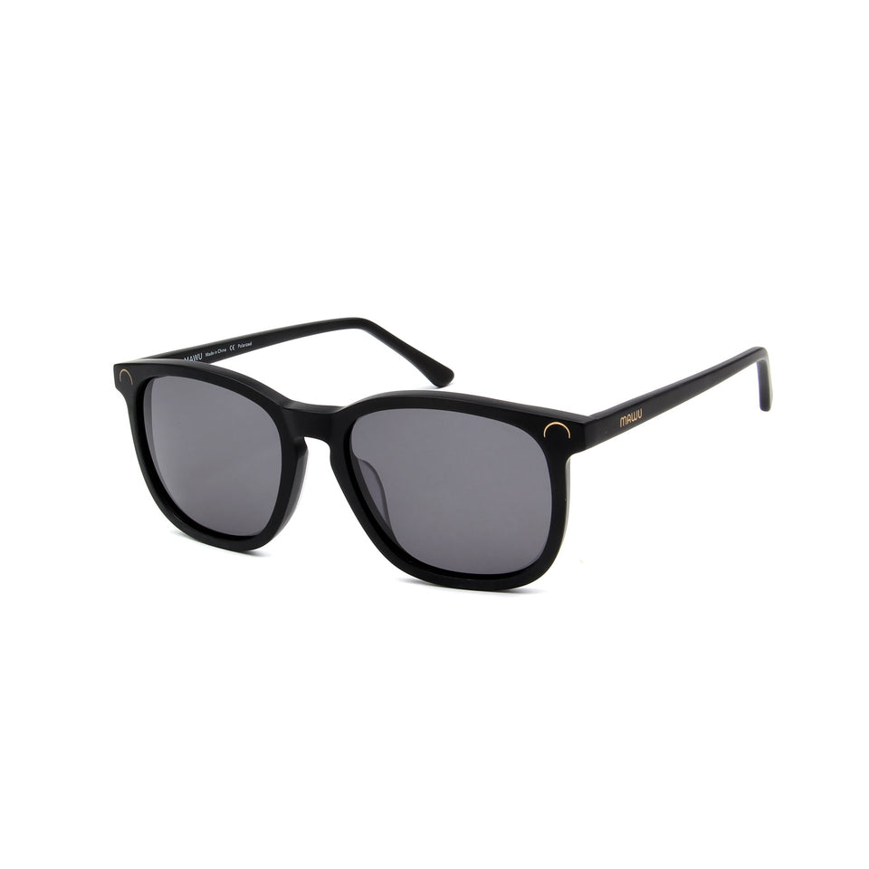 Hendaye Matte Black - Angle View - Grey lens - Mawu Sunglasses
