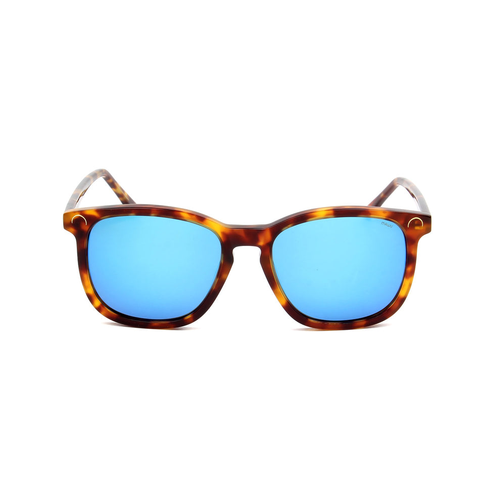 Hendaye Tortoise - Front View - Blue Mirror lens - Mawu Sunglasses