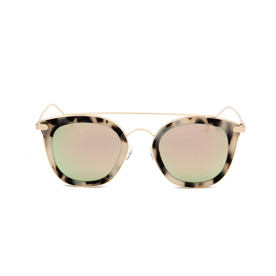 Julie Cream Tortoise - Front View - Pink Mirror lens - Mawu Sunglasses