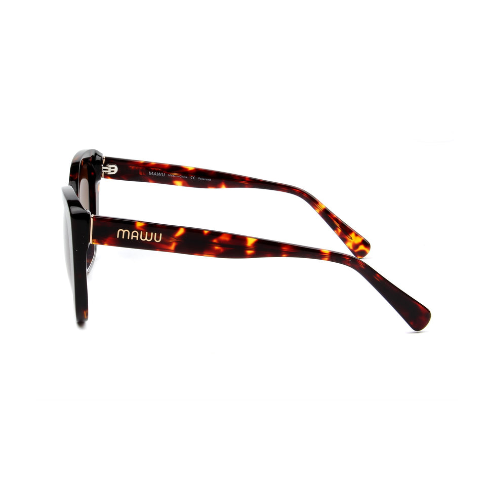 Serene Gold Tortoise - Side View - Brown Gradient lens - Mawu sunglasses