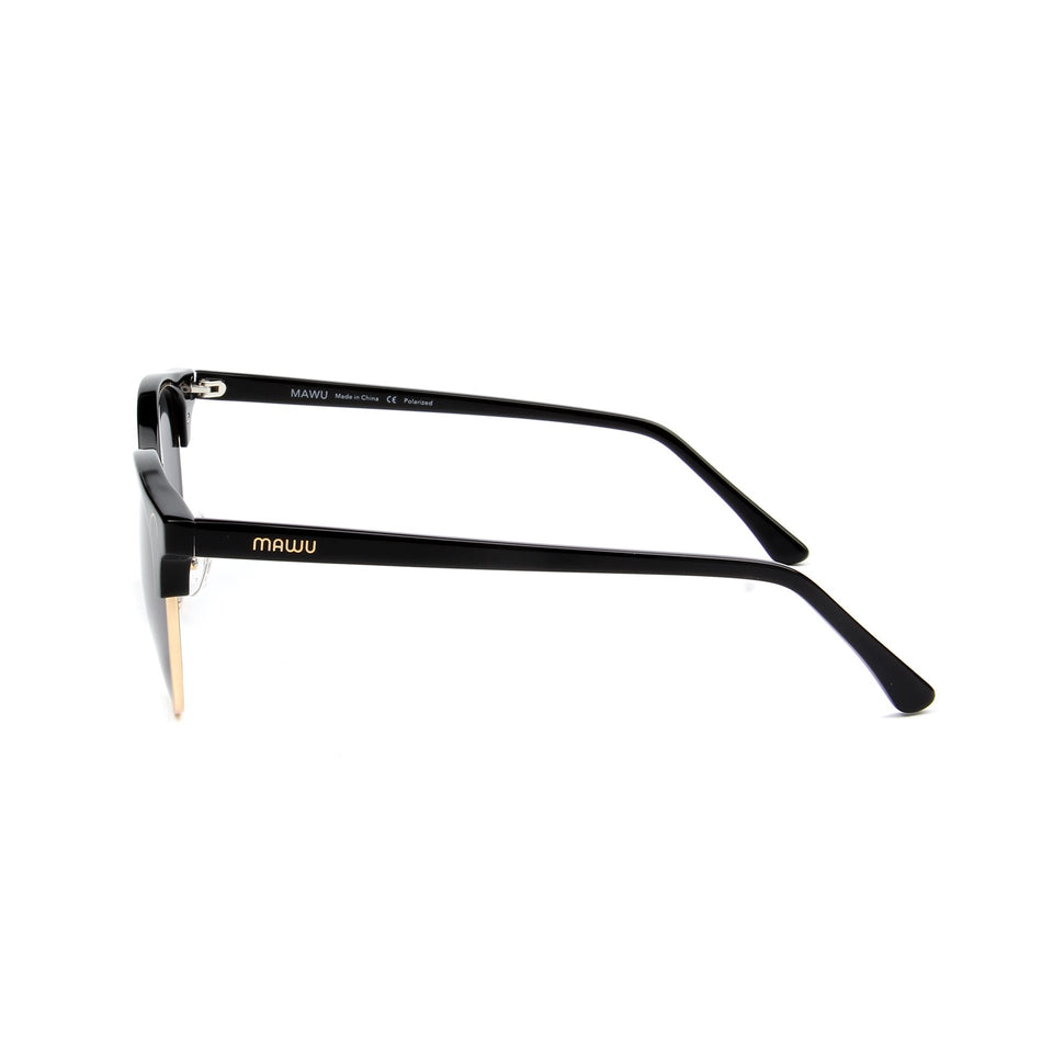 Tropez Jet Black - Side View - Dark Grey lens - Mawu sunglasses