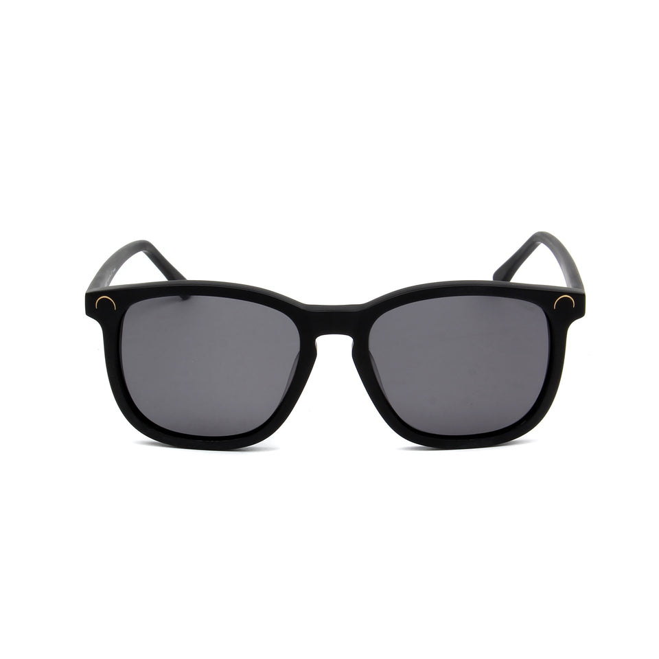 Hendaye Matte Black - Front View - Grey lens - Mawu Sunglasses