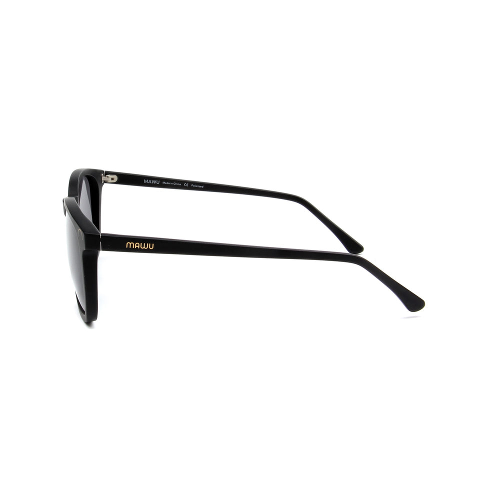 Hendaye Matte Black - Side View - Grey lens - Mawu Sunglasses