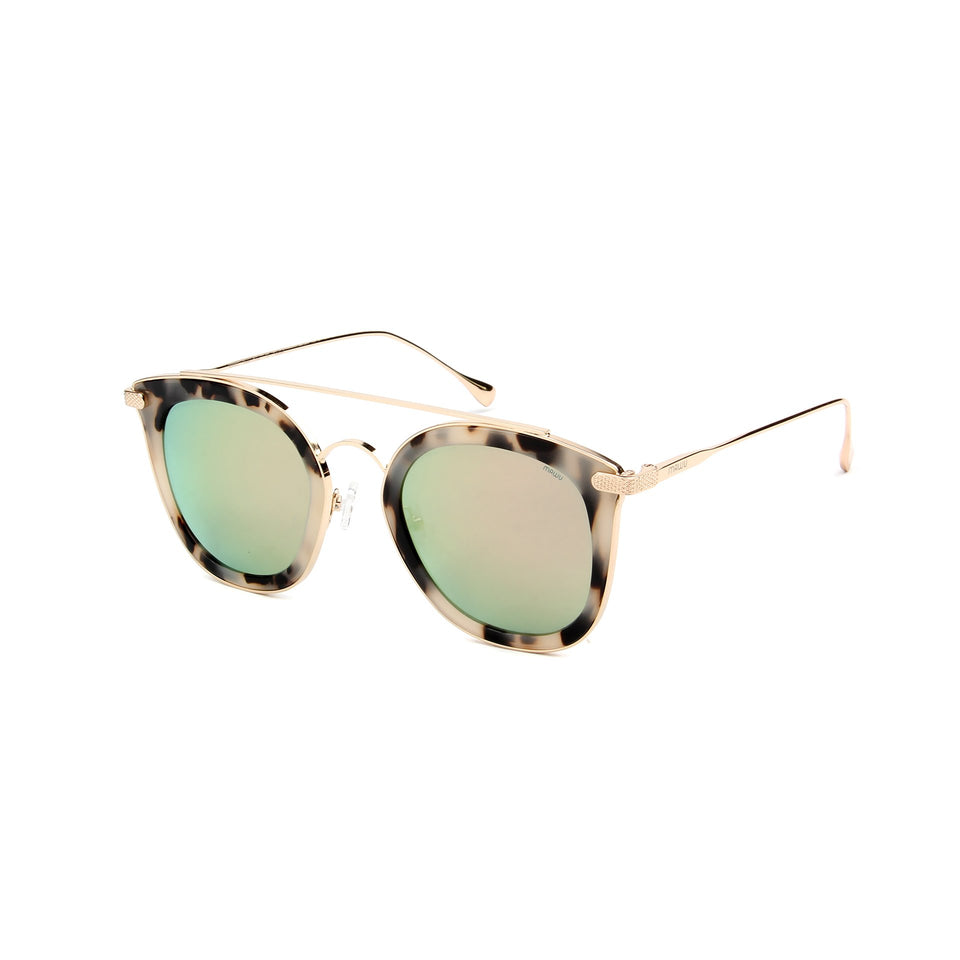 Julie Cream Tortoise - Angle View - Pink Mirror lens - Mawu Sunglasses