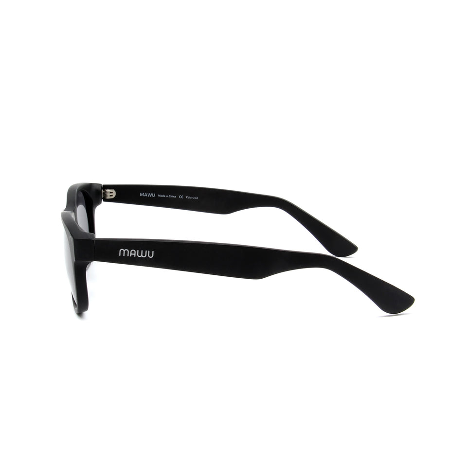 Maiao Matte Black - Side View - Grey lens - Mawu sunglasses