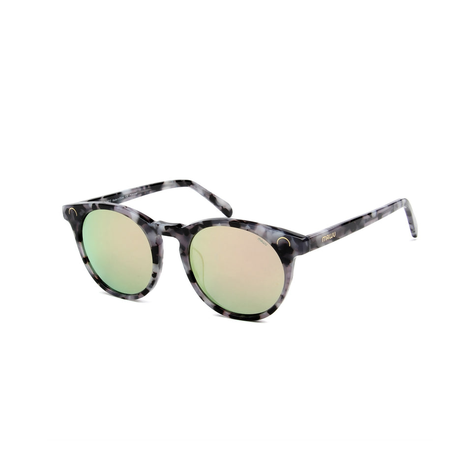Maré Black & White Motley - Angle View - Pink lens - Mawu sunglasses