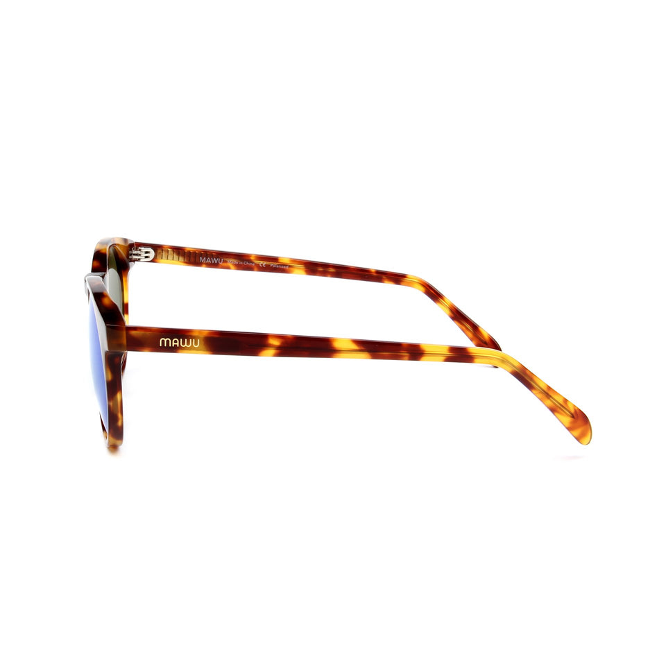 Maré Tortoise - Side View - Blue lens - Mawu sunglasses
