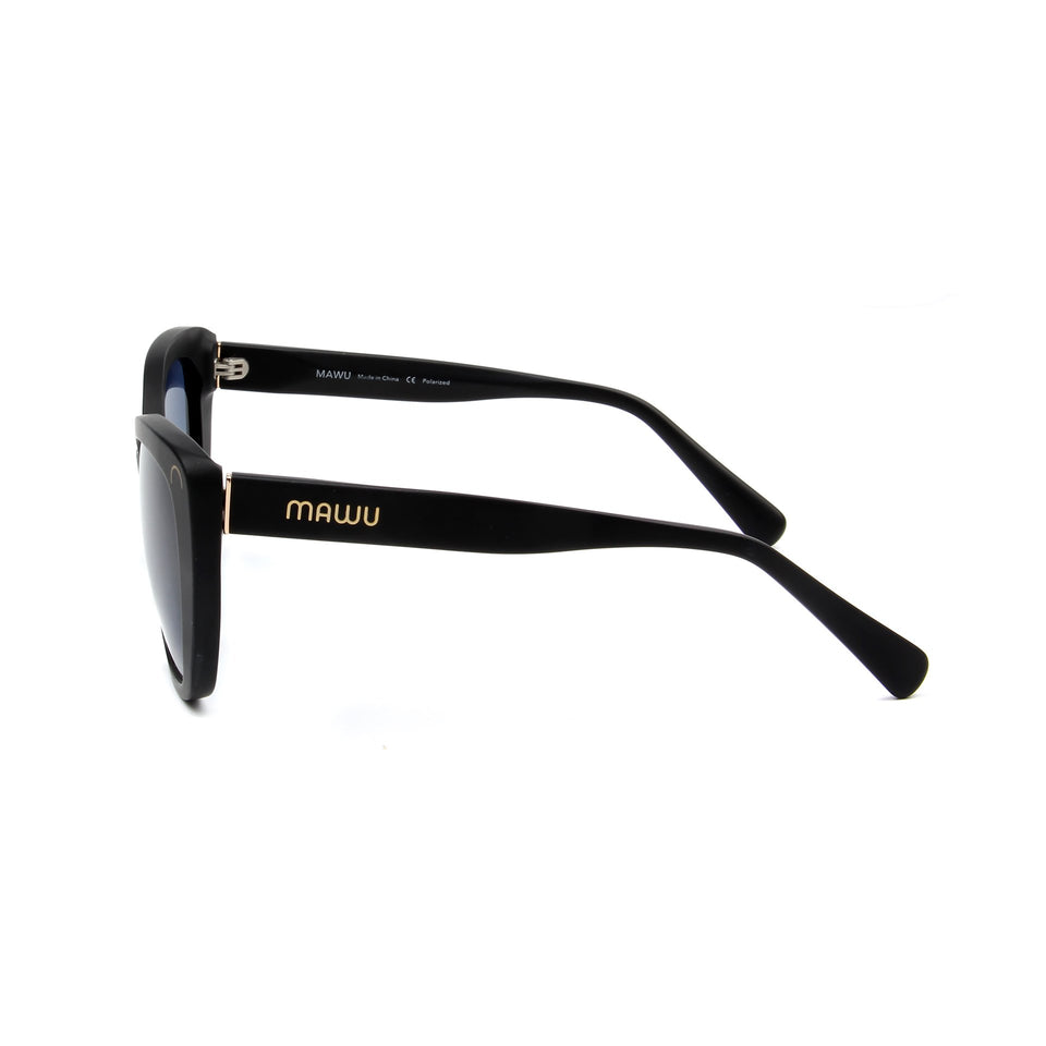 Serene Matte Black - Side View - Blue Gradient lens - Mawu sunglasses