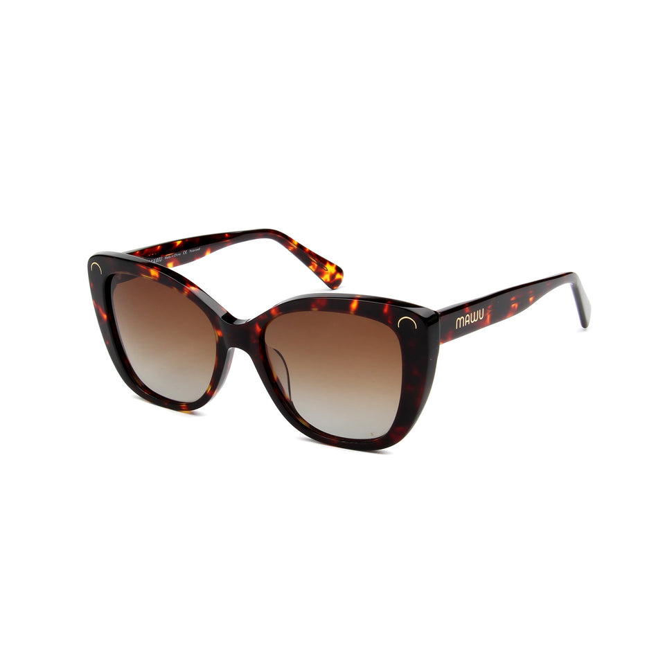 Serene Gold Tortoise - Angle View - Brown Gradient lens - Mawu sunglasses