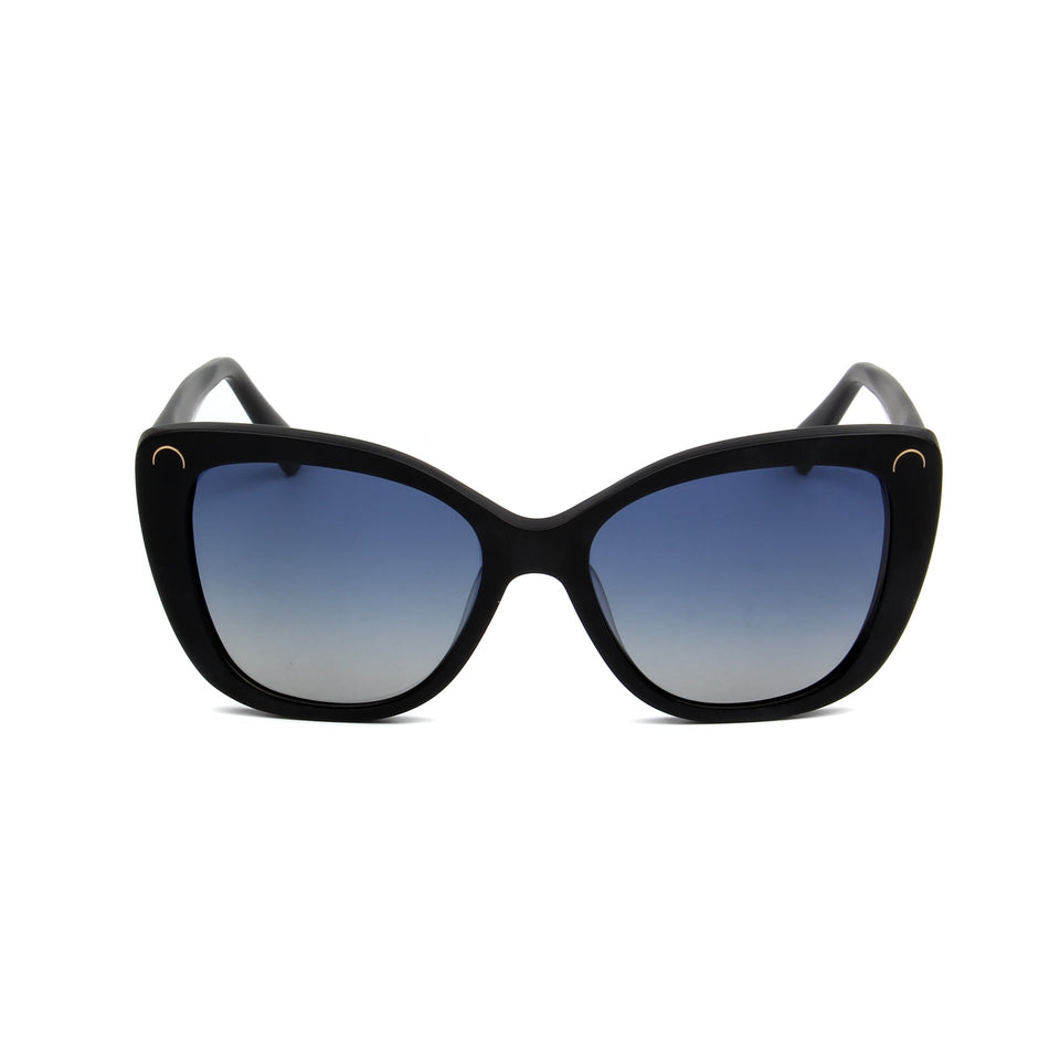 Serene Matte Black - Front View - Blue Gradient lens - Mawu sunglasses